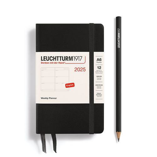 Leuchtturm, Black, Planners, Art & School, 2025, A6, Pocket, Weekly,, 816318